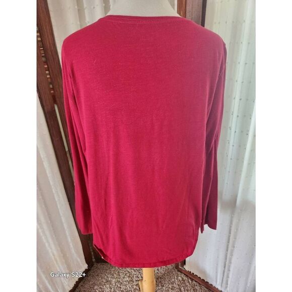 T80 Sonoma Good For Life red long sleeve everyday tee with silver sparkles - Picture 4 of 8
